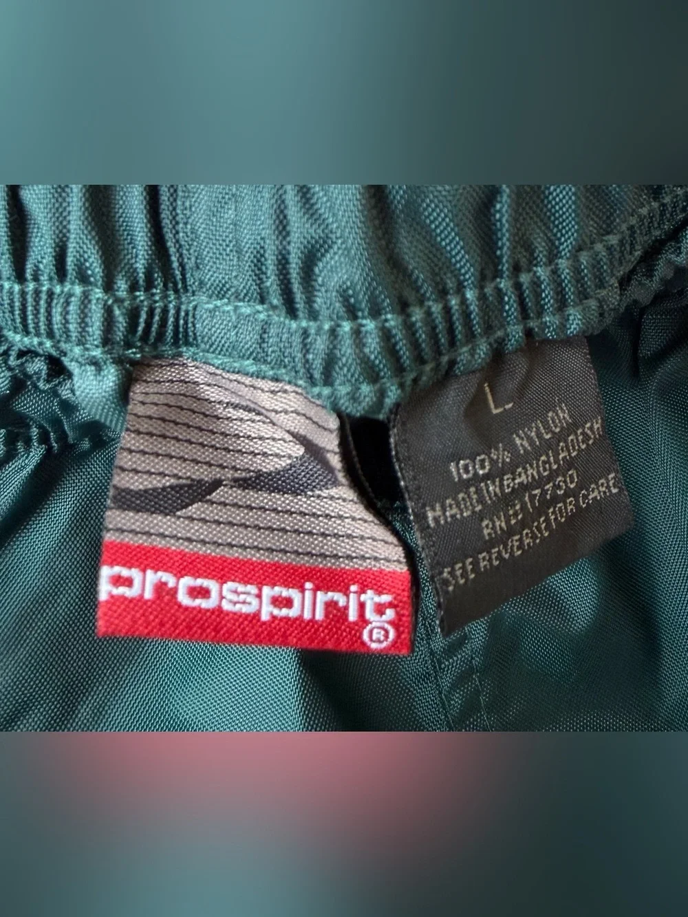 NWT ProSpirit Boys Large 10-12 Forest Green Nylon Track Wind Pants White Stripe